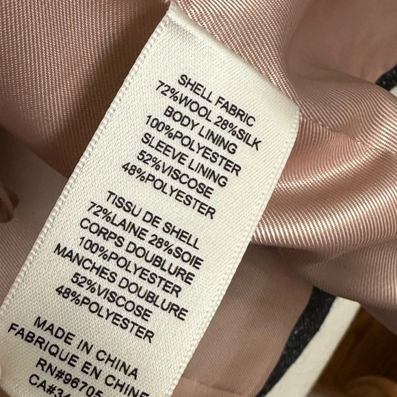 REBECCA TAYLOR Wool Silk Blazer Herringbone Peplum Double Breasted Gray, Size 10 - Picture 12 of 16